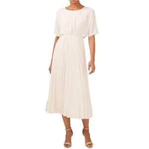 Stunning HALOGEN  White Birch Pleated Midi Dress XXS OVERSIZED Easter